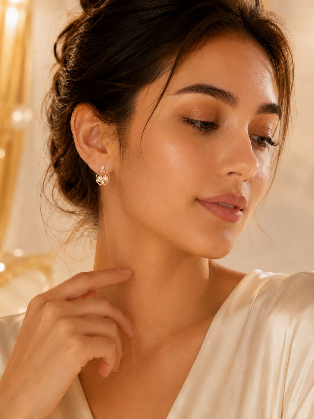 Pearl Circle Stud Earrings