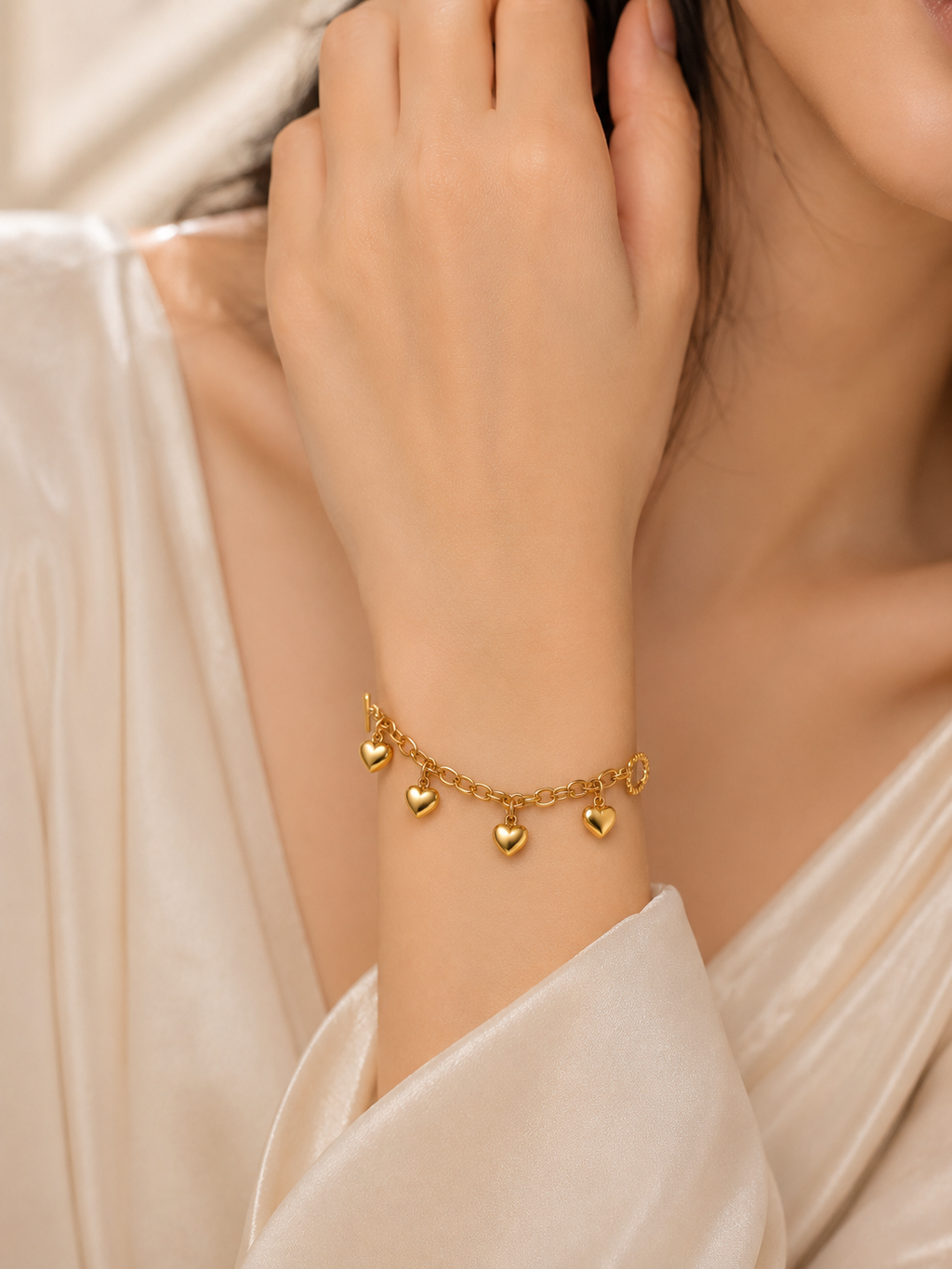 Gold Heart Charm Bracelet