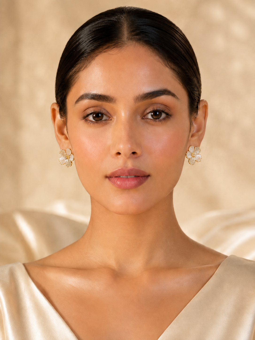 Crystal Flower Stud Earrings