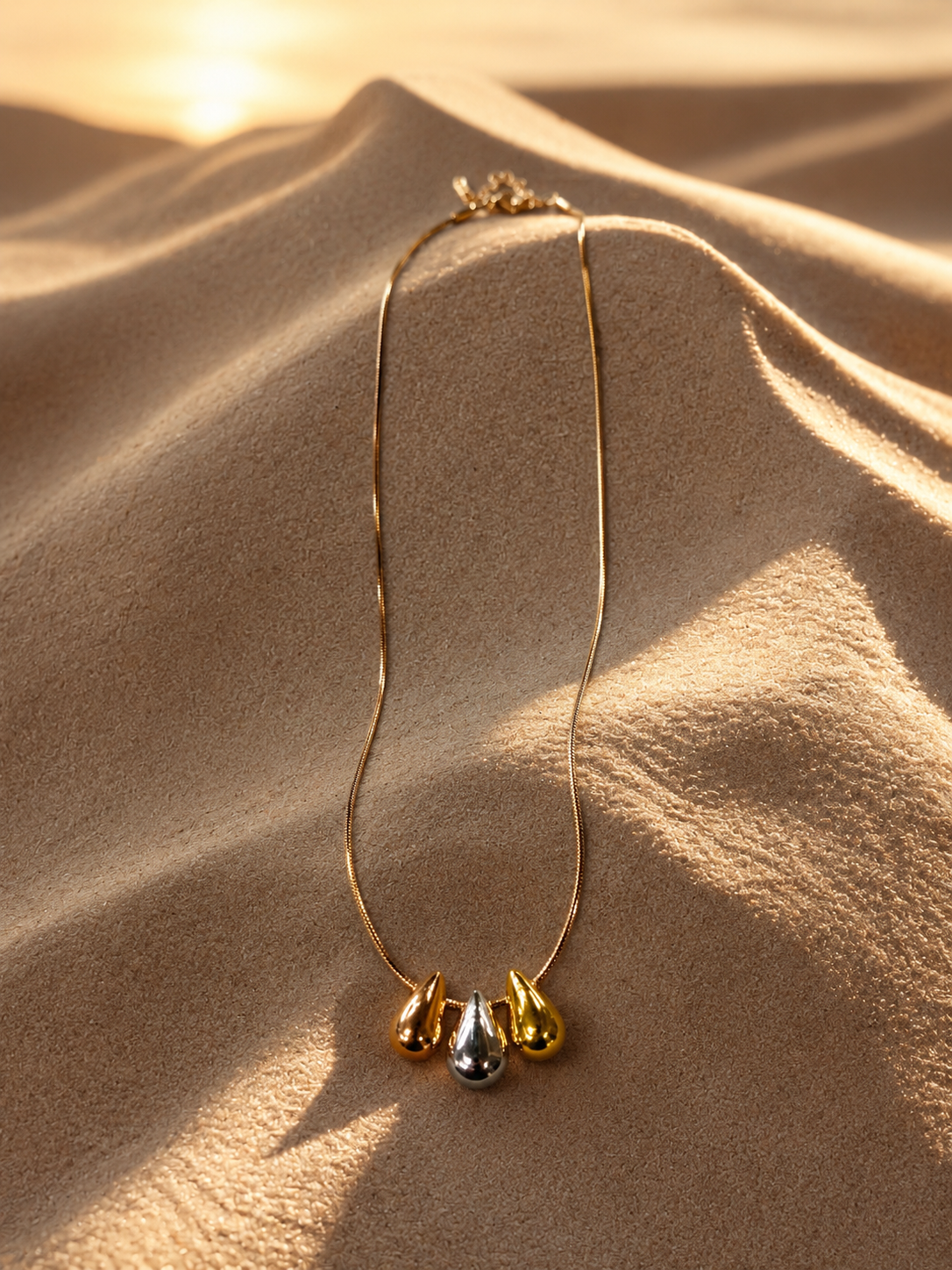 Tri-Tone Teardrop Necklace