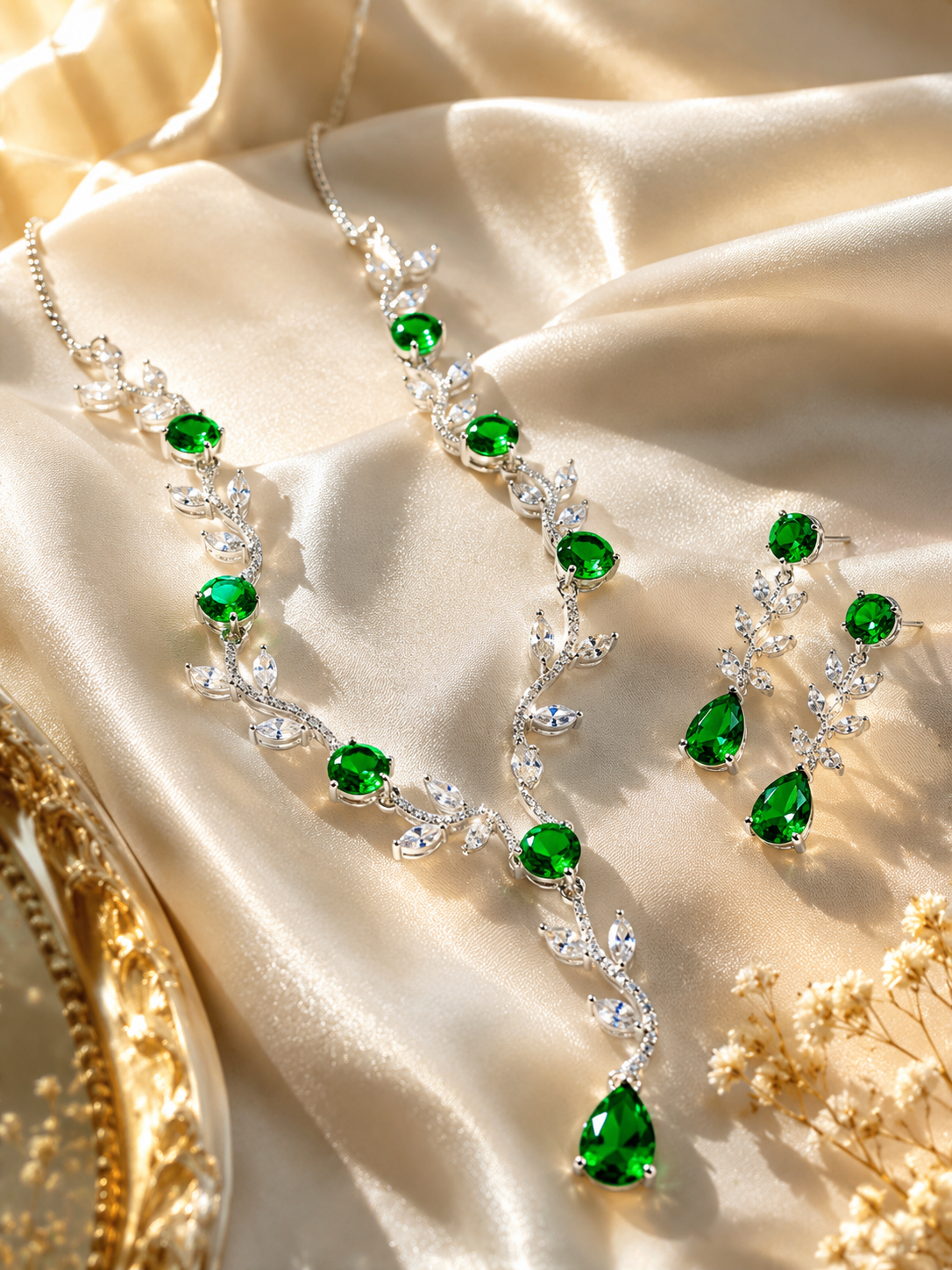 Premium Emerald CZ Jewelry Set
