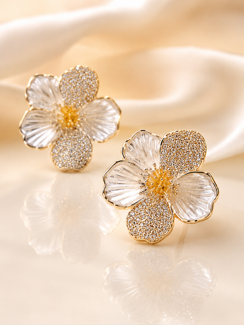 Crystal Flower Stud Earrings