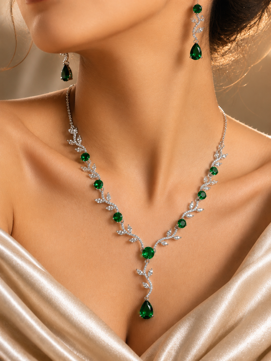 Premium Emerald CZ Jewelry Set