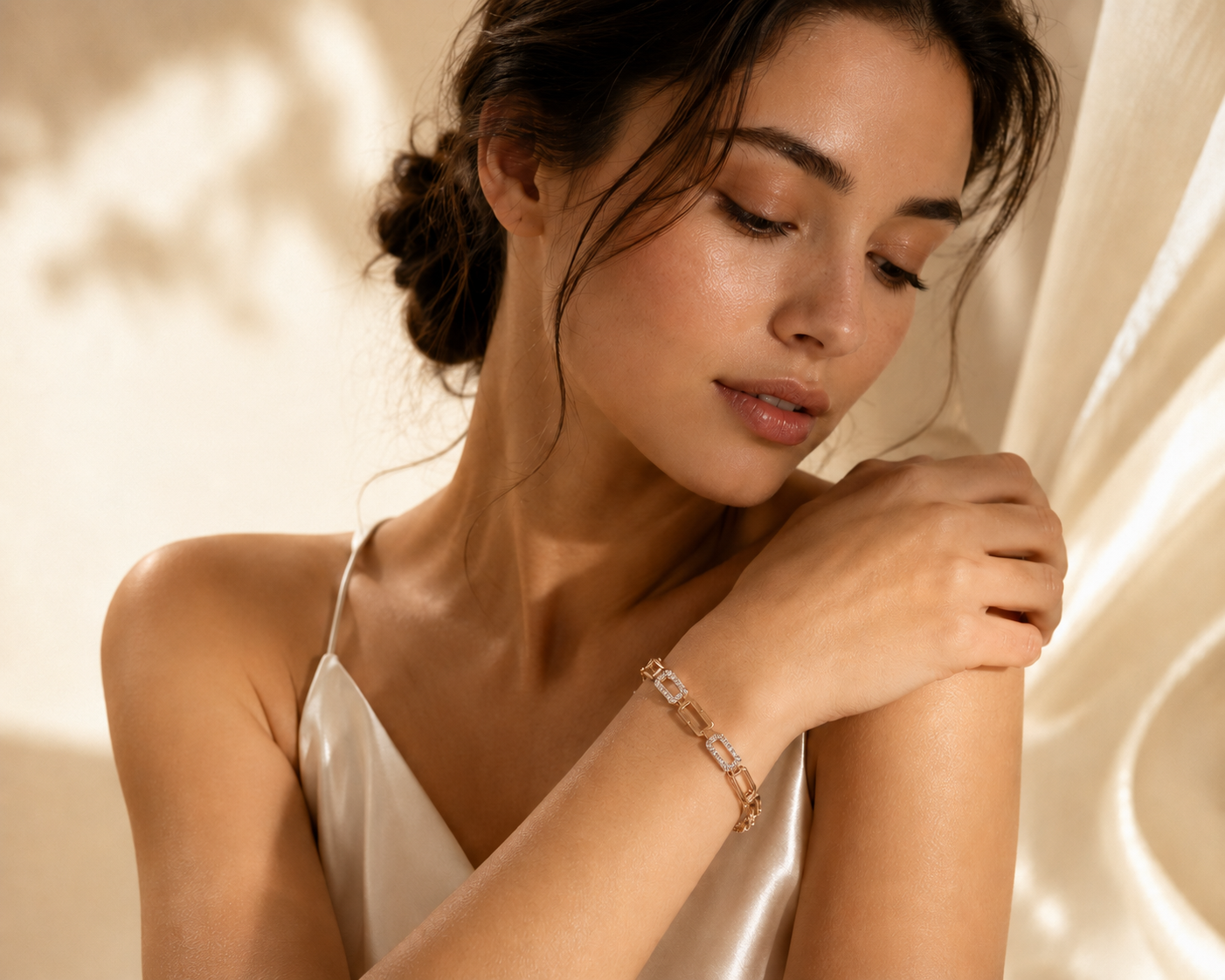 Rose Gold Crystal Link Bracelet