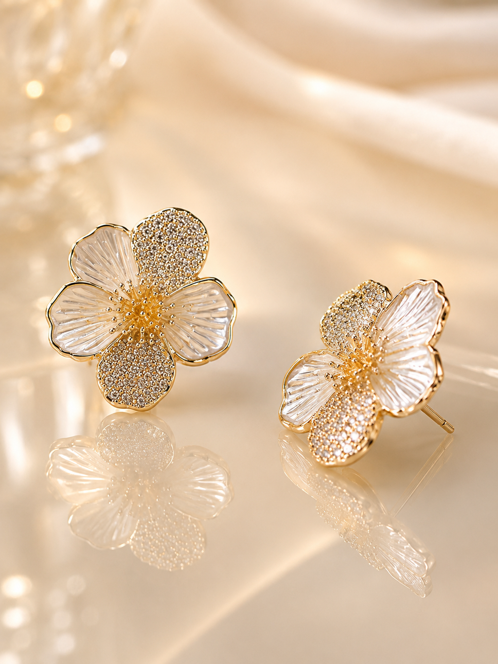 Crystal Flower Stud Earrings