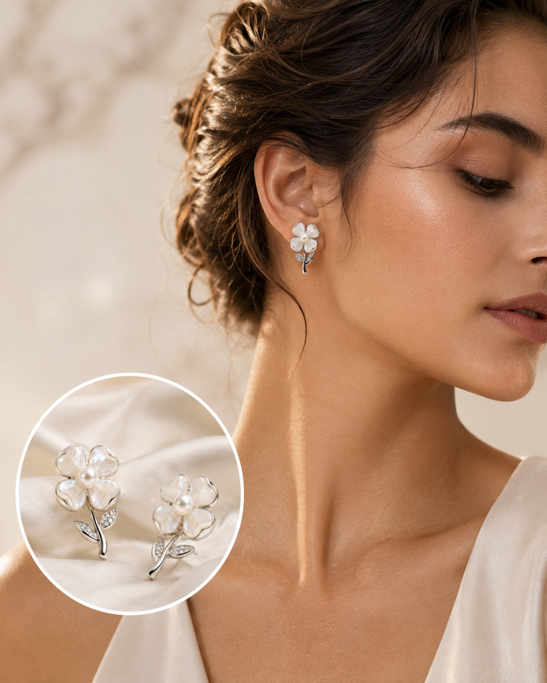 Pearl Flower Stud Earrings