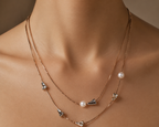Rose Gold Pearl Layered Necklace
