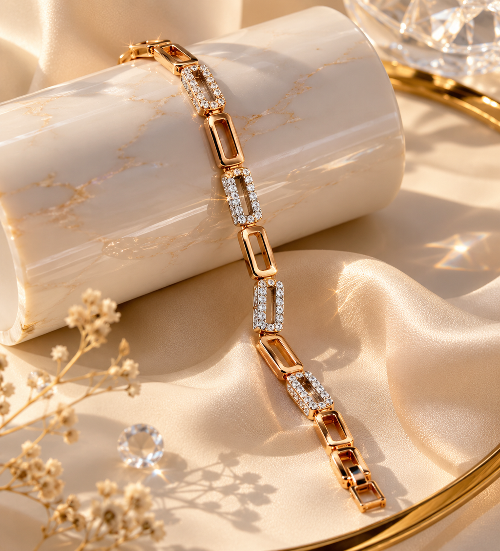 Rose Gold Crystal Link Bracelet