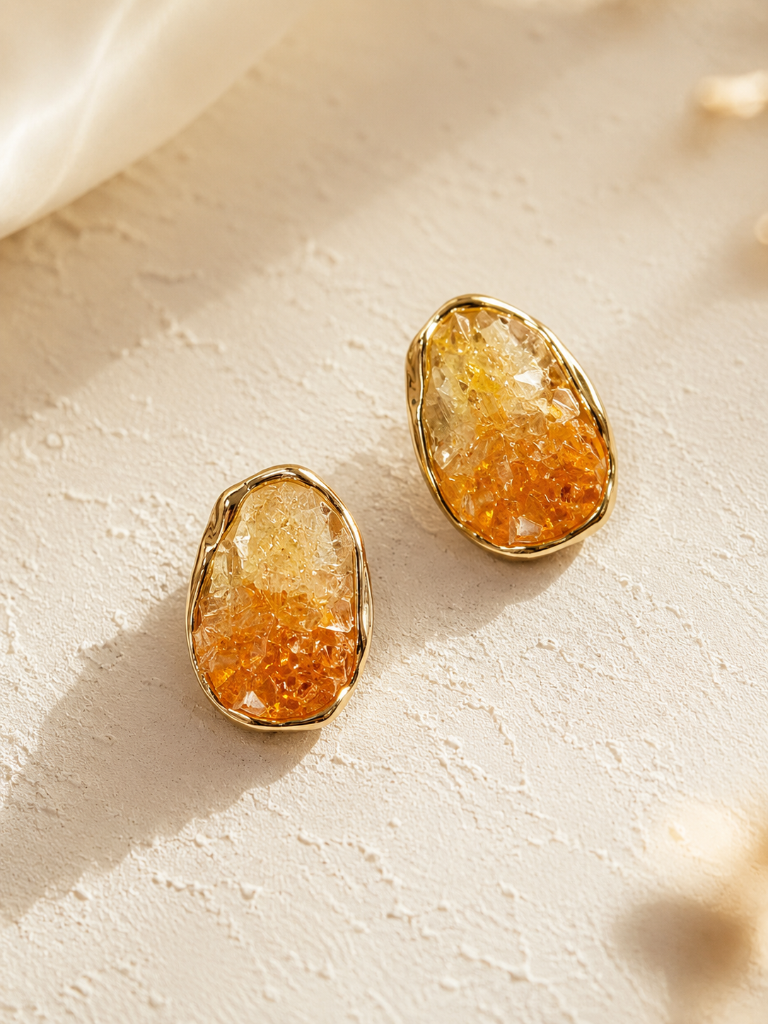 Amber Crystal Stud Earrings