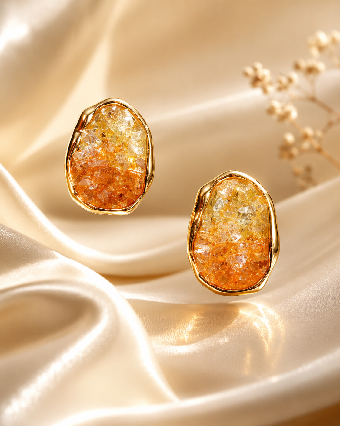 Amber Crystal Stud Earrings