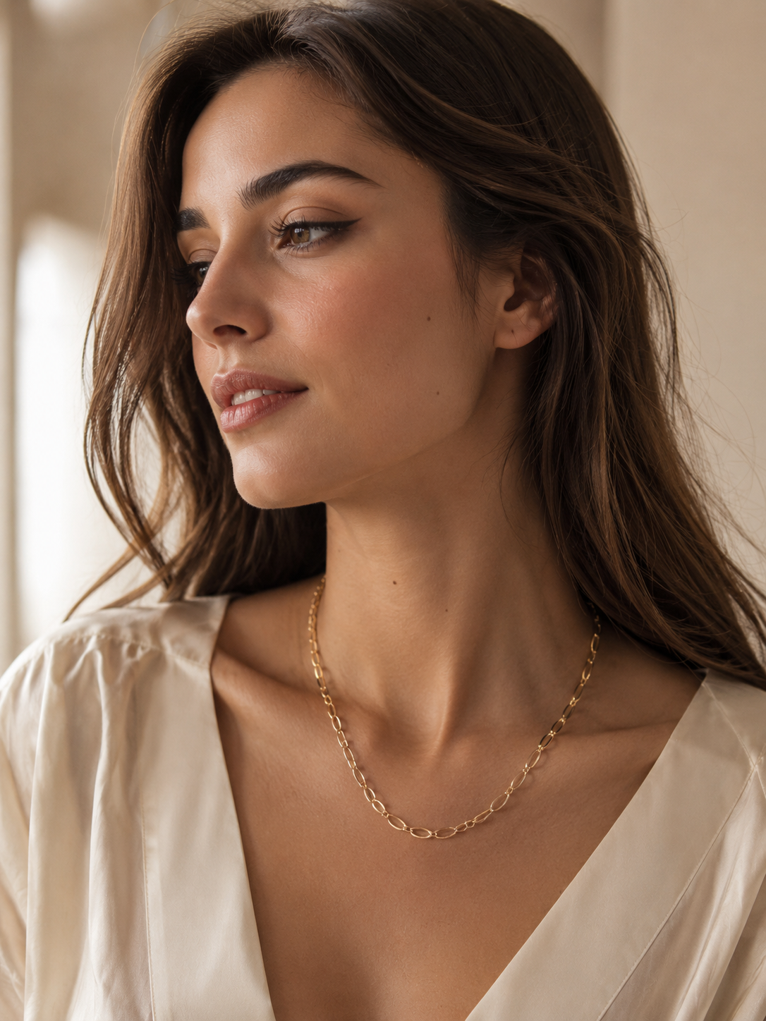 Gold Oval Link Chain Necklace