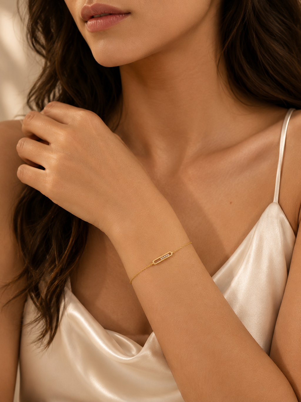 Gold Crystal Bar Bracelet