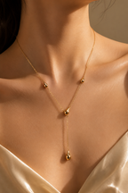 Gold Teardrop Lariat Necklace