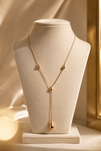 Gold Teardrop Lariat Necklace
