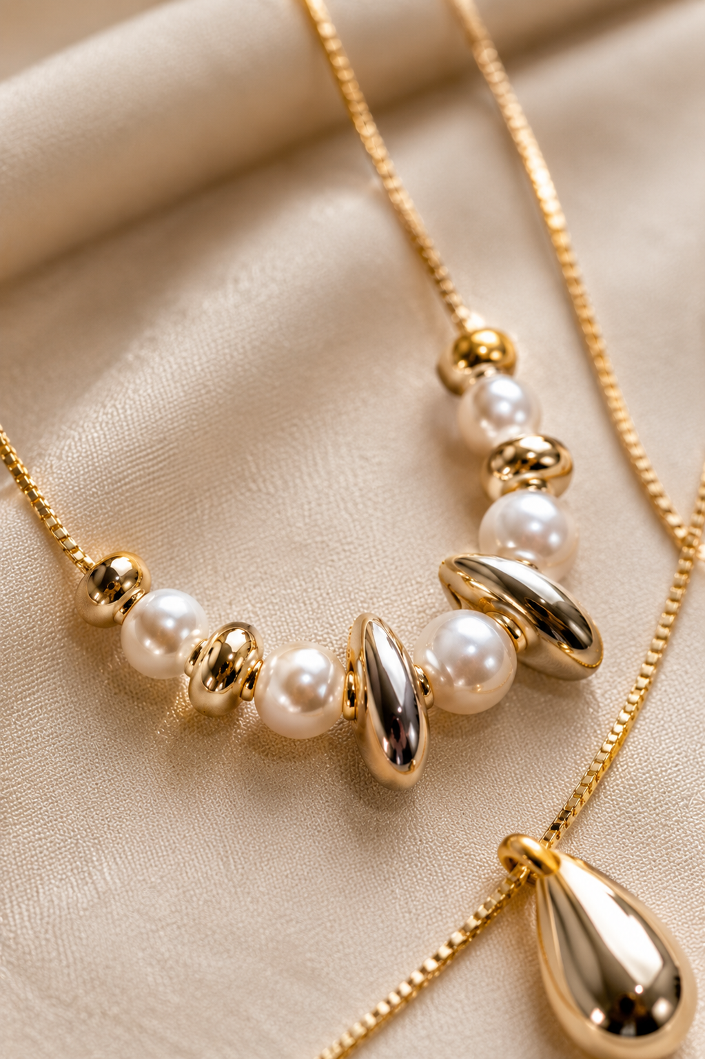 Pearl Drop Layered Necklace