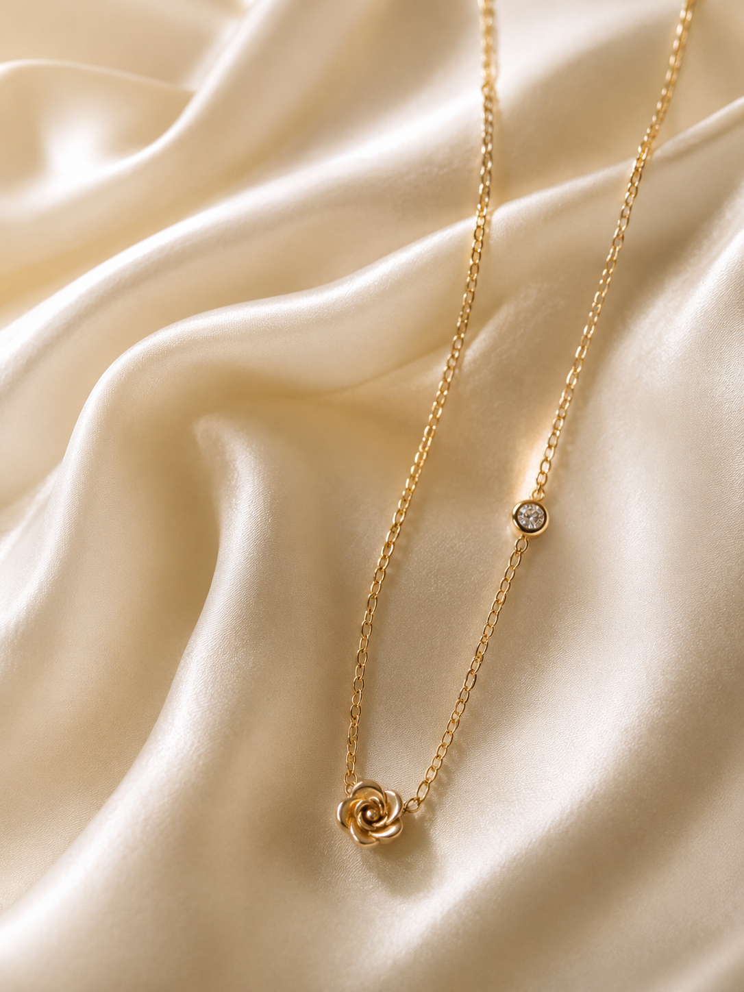 Gold Rose Pendant Necklace