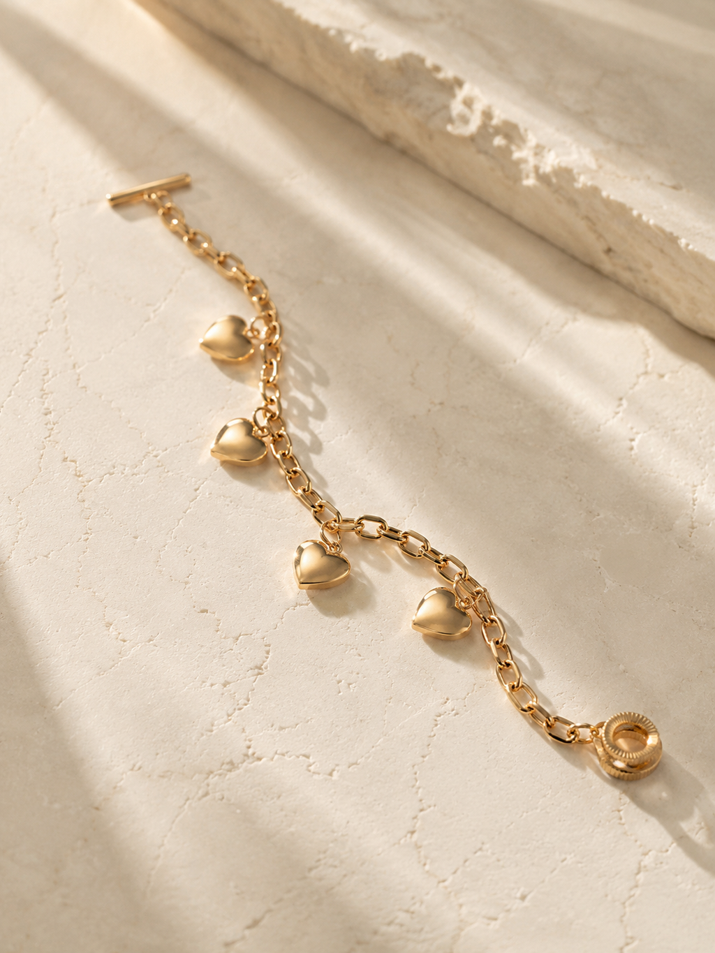 Gold Heart Charm Bracelet