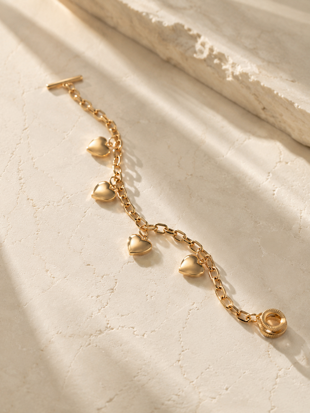 Gold Heart Charm Bracelet